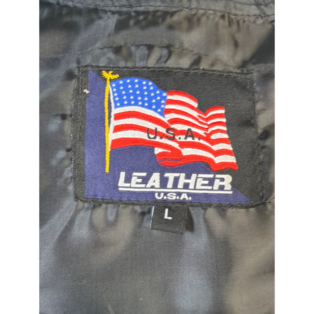 Leather USA Mens Motorcycle Vest Black Leather Side Lace Biker CCW Large L - Picture 2 of 7